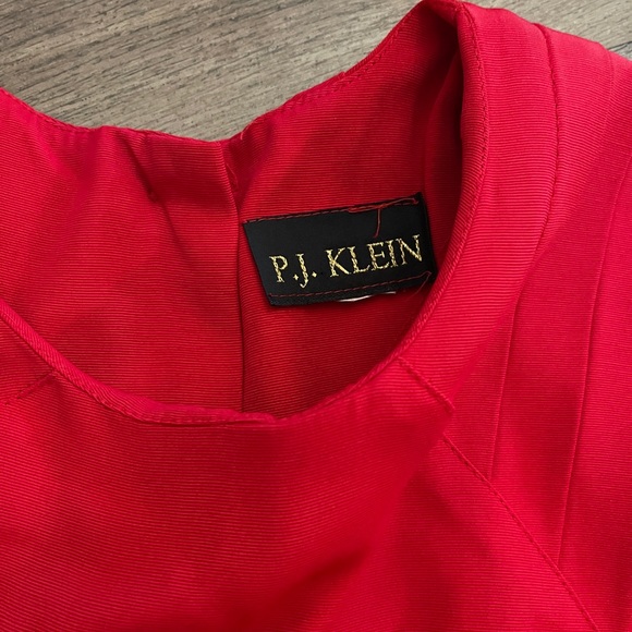 Vintage 80s PJ Klein Red Linen Button Up Back Dress. - Picture 3 of 12